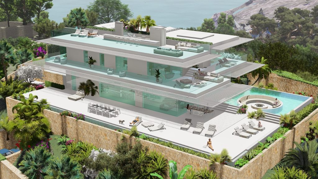 El Portet, Moraira – design of the villa with infinity pool and terraces