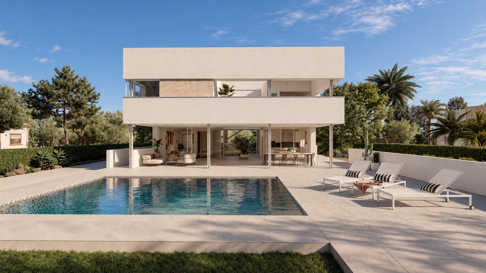 The Cubes – villa 4, voorgevel met zwembad (impressie)